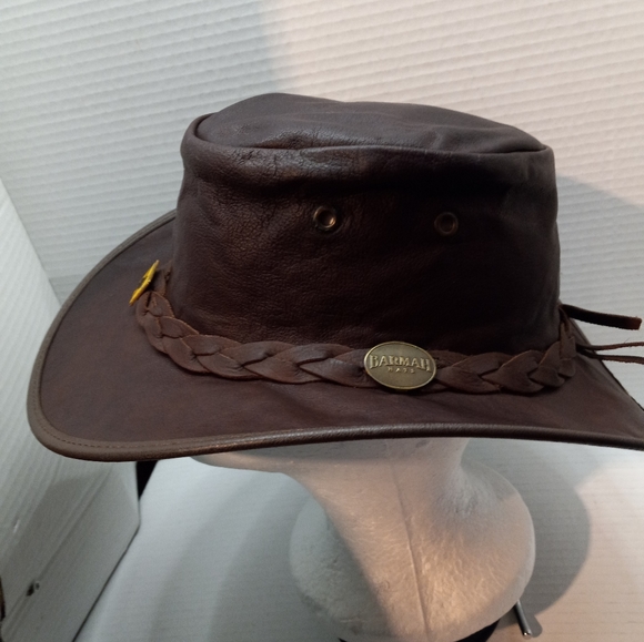 Barmah Aussie Sundowner Kangaroo Leather Waterproof Brown 12 1/2 in x 12 in Hat - Picture 3 of 12